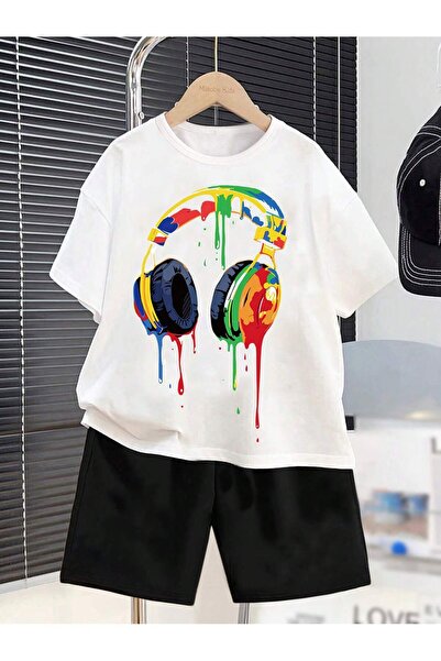 hilon Summer Kids Girls And Boys Cute And Cool Casual 2 Pcs T-Shirt And Bottoms