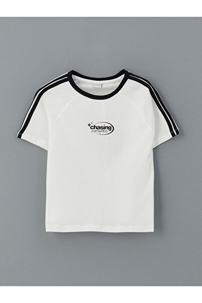 LC Waikiki LCW Kids Bedrucktes Mädchen-T-Shirt mit Rundhalsausschnitt