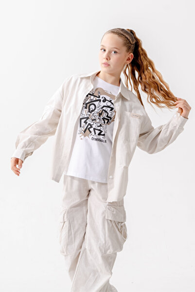 GİYİCEM TEKSTİL Devojčina košulja Nabrano T-shirt dupli set 1809