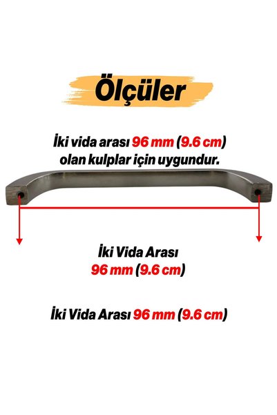NUBLADO Neslin (96 mm - 9.6 cm) Inox Metal Furniture Kitchen Drawer Cabinet Cupboard Door Handle Handle Handles.