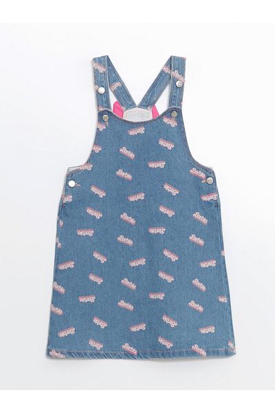 LC Waikiki New Season Barbie Printed Girls Jean Dress - S5Dr79Z1