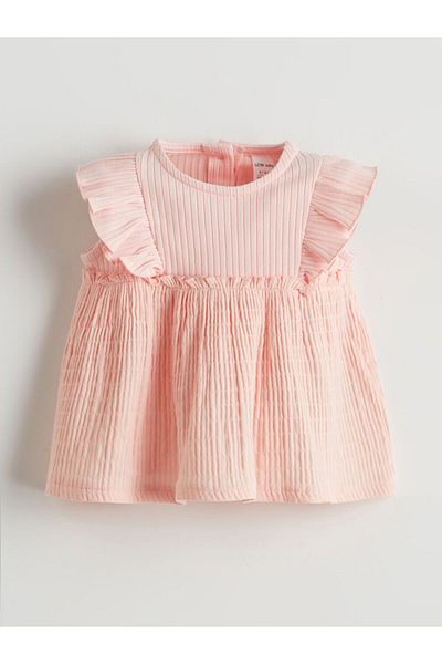 LC Waikiki Pink Crew Neck Baby Girl Blouse and Leggings 2 Pcs
