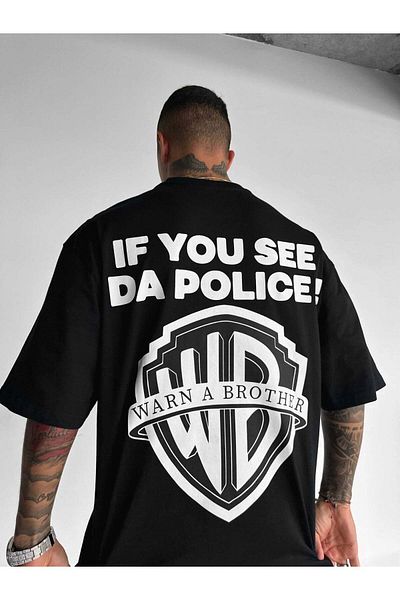 Machetta Unisex Warn'a Brother εμπριμέ μπλουζάκι Oversize 100% βαμβάκι