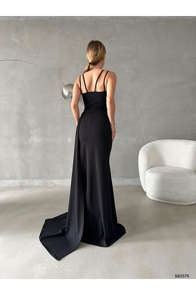 vuvutasarım Deep Slit Long Dress with Low Cut Breast 582575   735