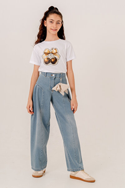 GİYİCEM TEKSTİL Devojčice, bočne Nabrano farmerke, pantalone 2194