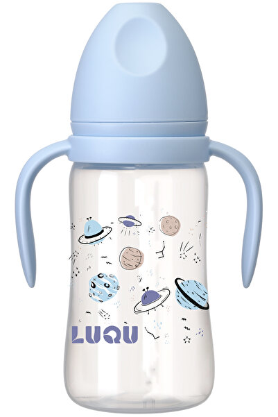 LUQU BABY زجاجة رضاعة من مادة البولي بروبيلين من لو كو بمقبض وقشة مضادة للمغص...