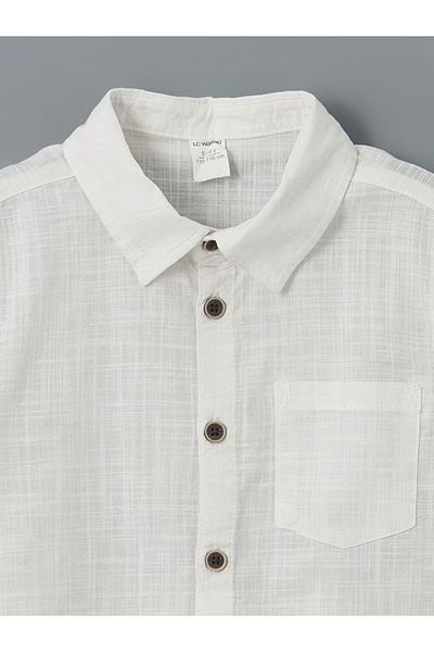 LC Waikiki Cămașă din popelin pentru băiat de bază New Season cu buzunare - S5DF04Z1
