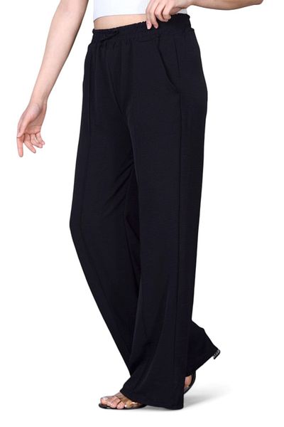 MİRA BUTİK Black Linen Blended Loose Cut Trousers