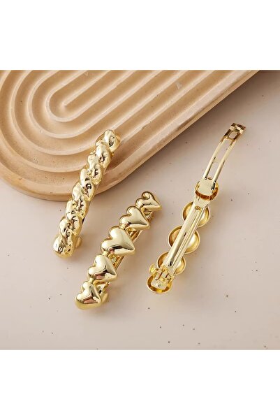 REYNAS Gold Metal Beşli Kalp Otomatik Mandal Toka