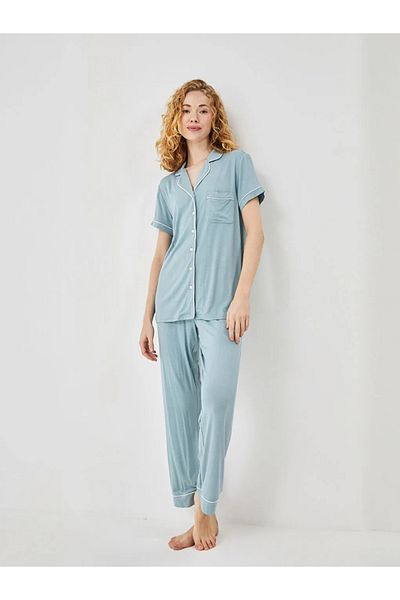LC Waikiki Set de pijamale pentru femei cu guler de cămașă