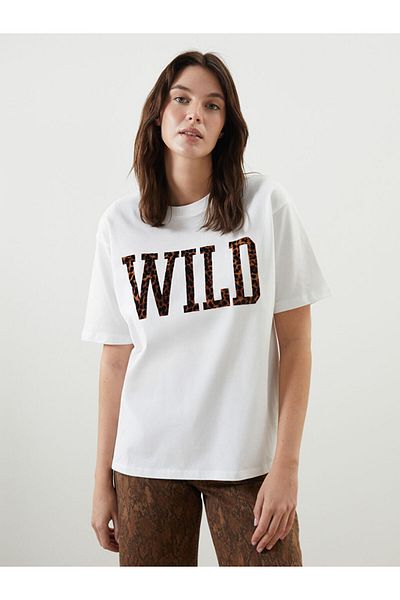 LC Waikiki Lcw Vision Crew Neck Printed Oversize Women's T-Shirt