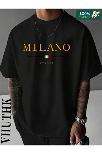 NoVibe Μπλουζάκι Unisex Milano Printed Oversize 100% βαμβάκι