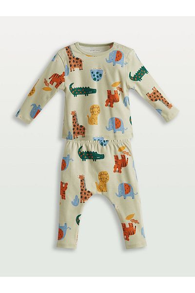LC Waikiki Dinosaur Printed Baby Boy T-Shirt and Pants 2 Pack