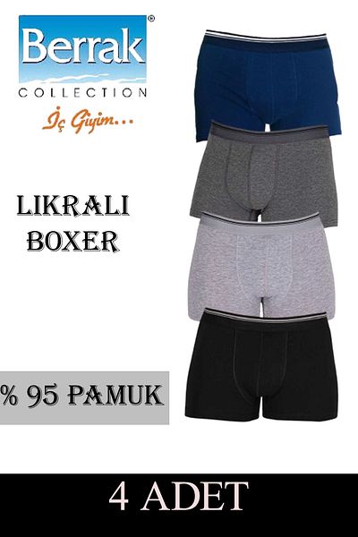 Berrak Men's Lycra Boxer Short 4 Pack