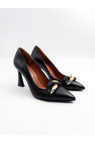 Tenau Черни дамски обувки тип стилет от естествена кожа