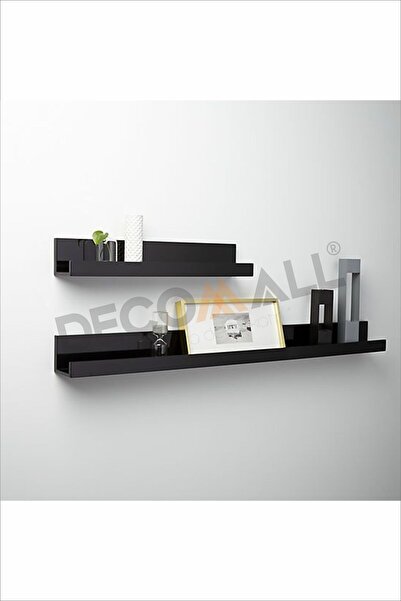 DECOMALL Siyah x2 Adet 40x10 cm Banyo Duvar Baharatlık Düzenleyici Raf Çok Amaçlı Duvar Rafı