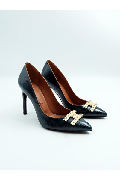 Tenau Women's Stiletto Green Patent Leather Genuine Leather Camii Nail (Top)