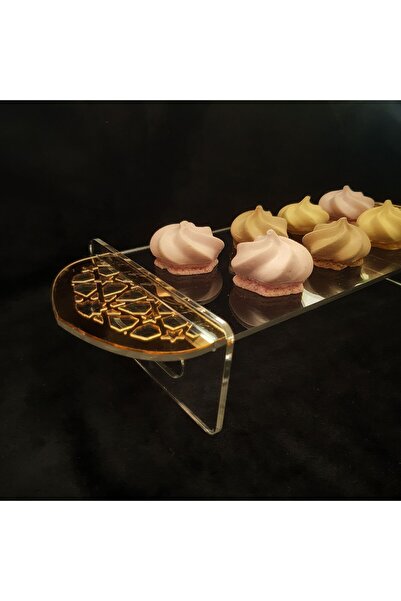 Pafipet Hurmalık lokumluk ikramlık seffaf pleksi gold desenli