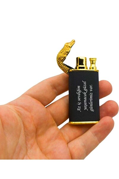 Genel Markalar Kişiye Özel Timsah Figürlü Çift Alev Gazlı Çakmak