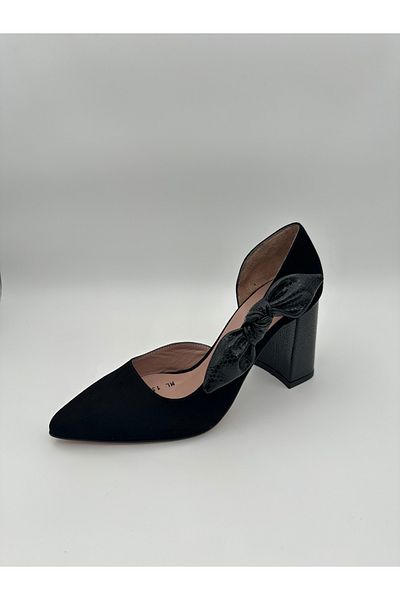 Mariolucci Black Suede Leather Women's Heeled Shoes