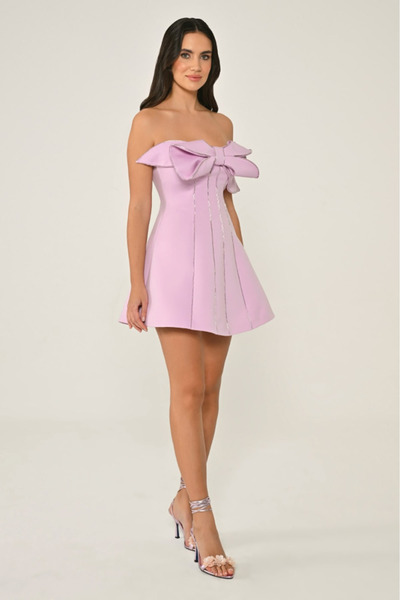 ALFABETA KADIN ABİYE MİNİ FİYONK VE TAŞ DETAYLI ŞIK ELBİSE