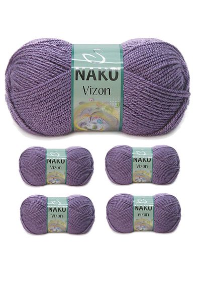 NAKO Alray 5 Pieces Mink Premium Acrylic Hand Knitting Yarn Wool Color No:6684 Light Plum