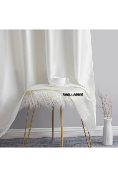 FİBELA PERDE First Quality Cream Color Plain Satin Sunshield Fund Curtain (Without Fold) Fibela Curtain