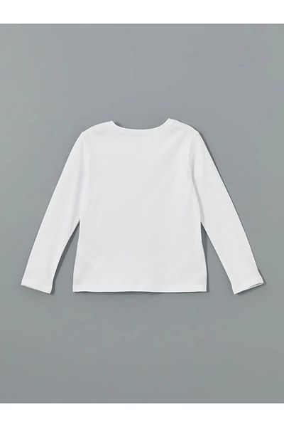 LC Waikiki Κοριτσίστικο μπλουζάκι LCW Kids White Crew Neck