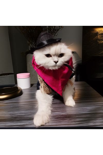 Lady Fify Sheriff Costume for Cat Dog (Hat, Shirt, Vest, Bandana Suit)