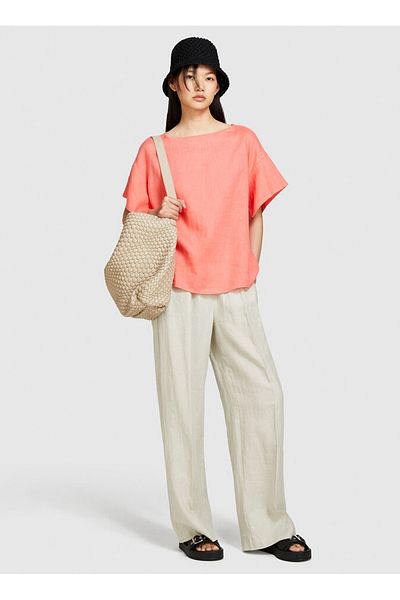Sisley Boat Neck Coral Women's Blouse 5Bmllq06R