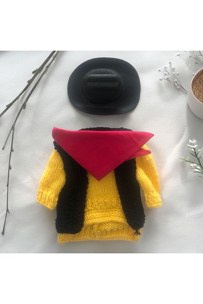 Lady Fify Redkit Costume for Cat Dog (Hat, Bandana, Sweater, Vest Suit)