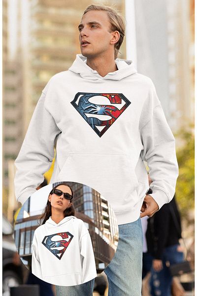 Fuddy Moda Φούτερ με κουκούλα με λογότυπο Unisex Spider Super man, φούτερ με κουκούλα με θέμα τον ήρωα ταινίας