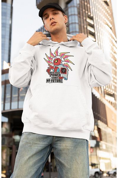 Fuddy Moda Φούτερ με κουκούλα Unisex Written Spider Punk, Φούτερ με κουκούλα με θέμα Spider Universe