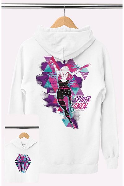 Fuddy Moda Unisex Oversize Spider Gwen Cap-Back Hoodie, Φούτερ με θέμα Spider Universe