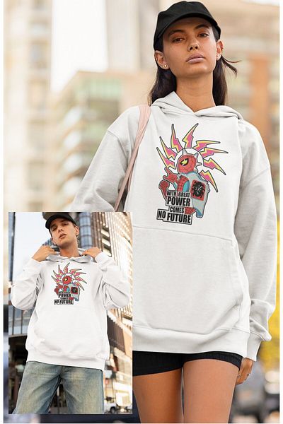 Fuddy Moda Φούτερ με κουκούλα Unisex Written Spider Punk, Φούτερ με κουκούλα με θέμα Spider Universe