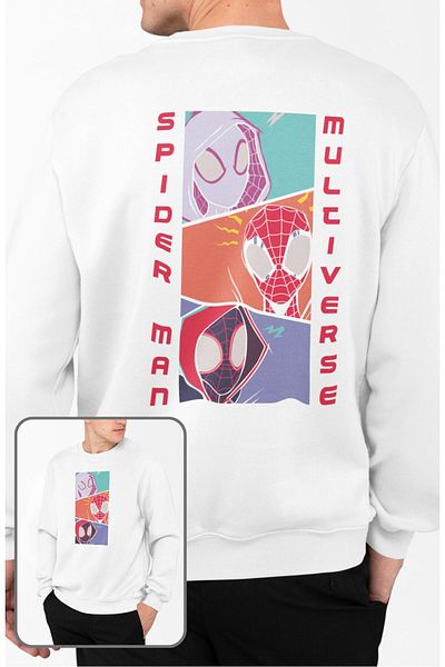 Fuddy Moda Unisex Oversize Spider Multiverse Hoodless Crew Neck Sweatshirt