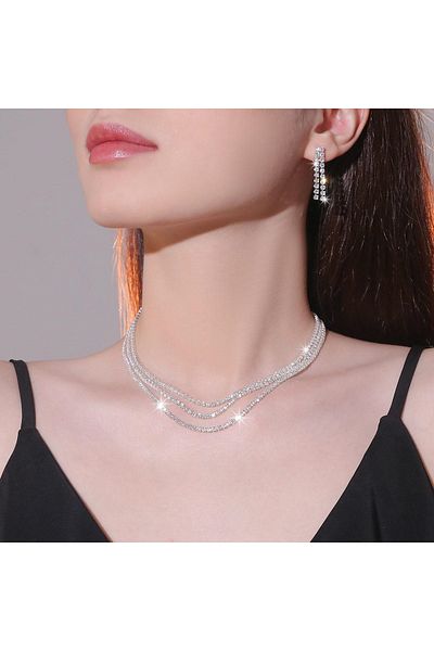 Estilo Lingerie Dilber Model 3 Row Necklace Earring Set Evening Dress Jewelry Set Heyide Jewelry Set