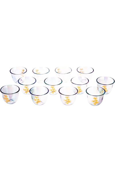 AKDC Velvet Glass Cawa Cup 12Pcs L(6CM) XW(6CM) XH(5CM) transparent
