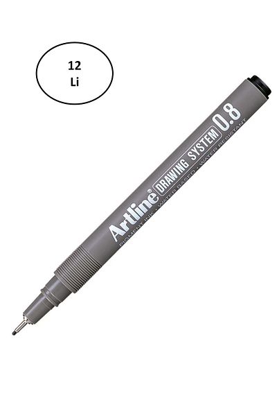 artline Alray 238 Drawing Pen 0.8 mm Black 12 Pcs