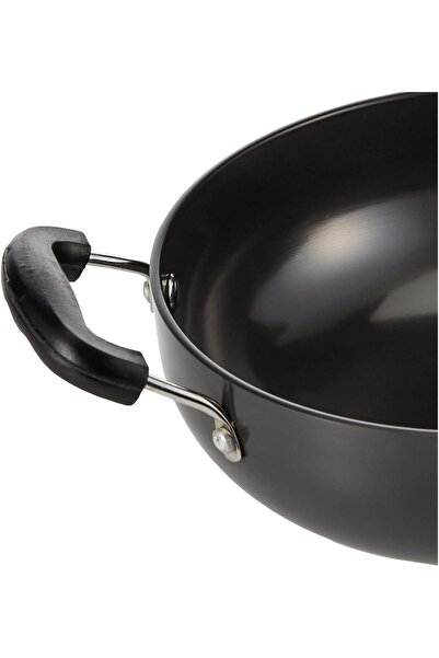 RAJ Kadai Cooking Pot, Oxidized Surface, Black, 19 cm, Model BBAK10 (Aluminum)