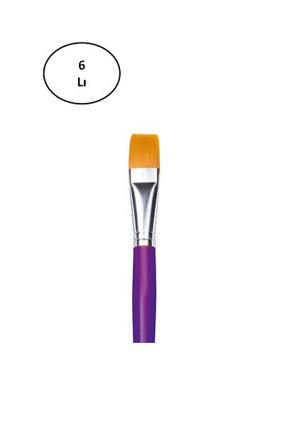 Alray Fanart Academy Series 536C Synthetic Bristle Flat Brush No:18 Pack of 6