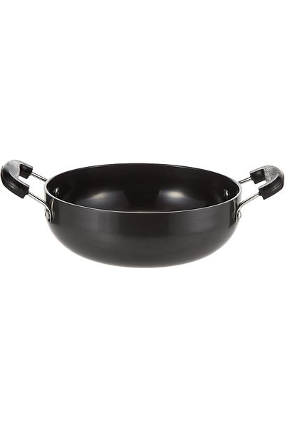 RAJ Black Anodized Nonstick Aluminum Deep Kadai, 19cm, Double Handle, BBAK10 | Cooking Pot
