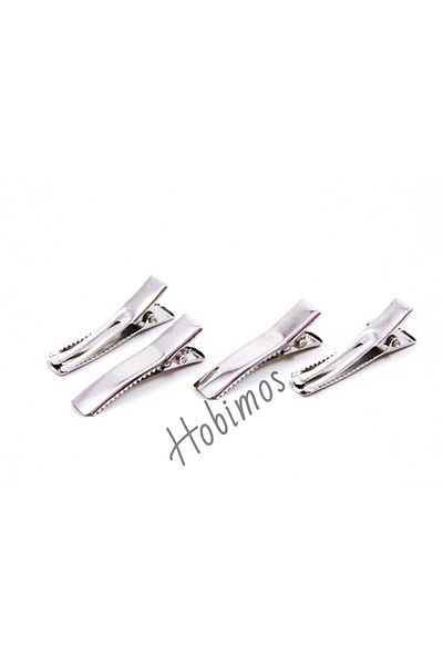 Hobimos 50 Pieces 3.5 cm Nickel Plated Fork Tongs Buckle - Collet Buckle - Crocodile Buckle
