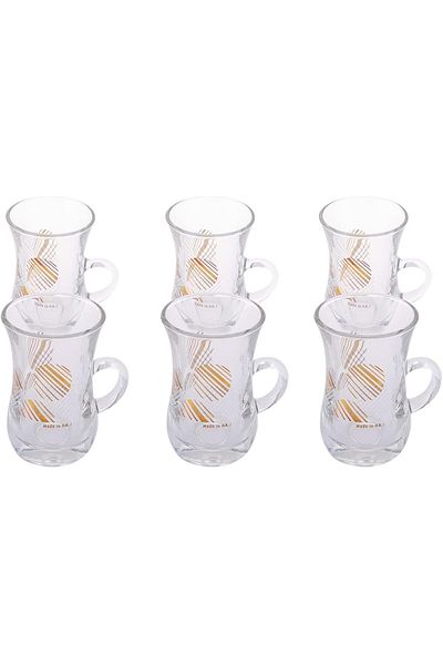 AKDC Tea Glass W/Handle 6Pcs L(6CM) XW(6CM) XH(9CM) Transparent