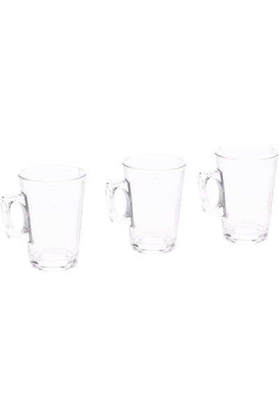AKDC Glass Tea Mug 3Pcs L(6CM) XW(6CM) XH(9CM) Transparent