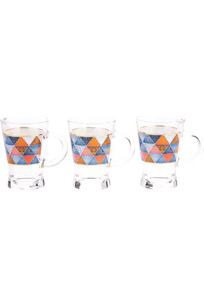 AKDC Glass Tea Mug 3Pcs L(7CM) XW(7CM) XH(10CM) multicolor