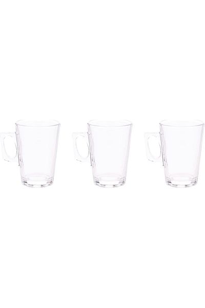 AKDC Glass Tea Mug 3Pcs L(6CM) XW(6CM) XH(9CM) Transparent