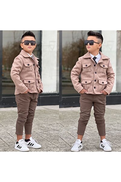 Ribbon kids Boy's 4-Piece Set with Suede Fabric Jacket