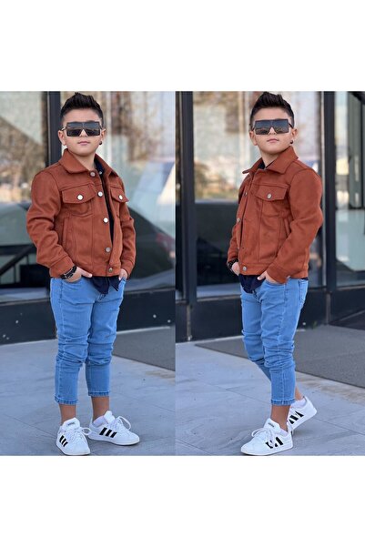 Ribbon kids بدلة للأولاد مكونة من 3 قطع مع سترة من قماش الجلد السويدي