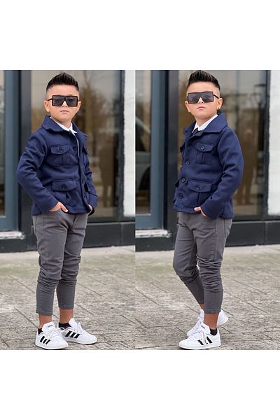 Ribbon kids Boy's 4-Piece Set with Suede Fabric Jacket